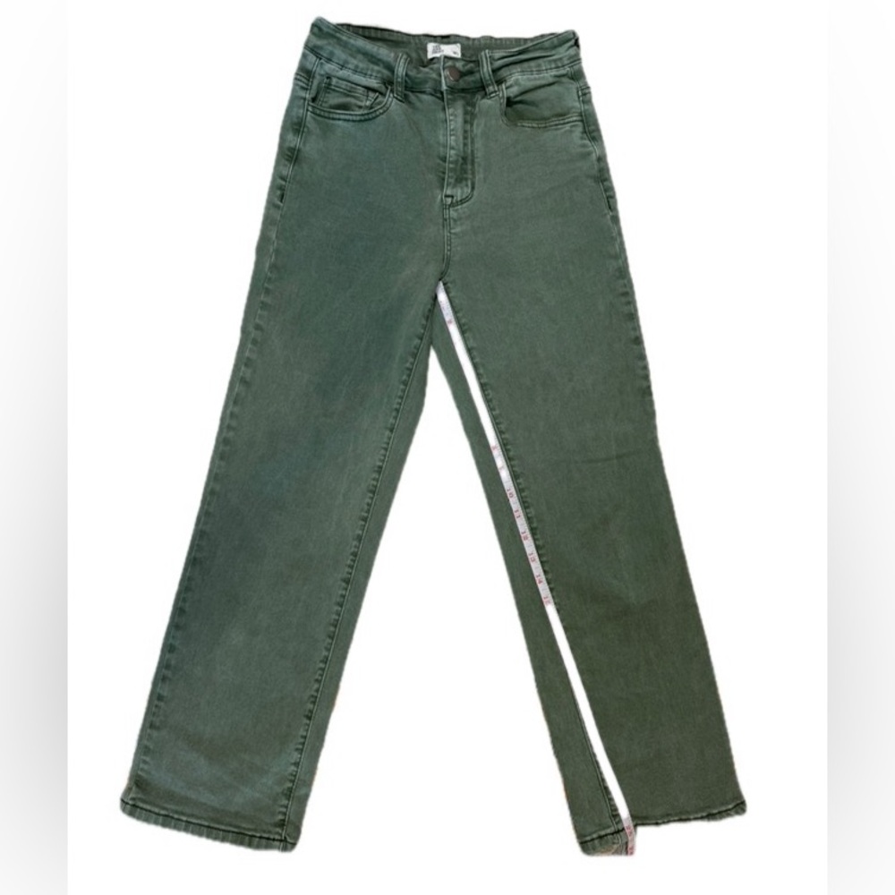 0P Stretch The Fine Print Green Jeans Petite
